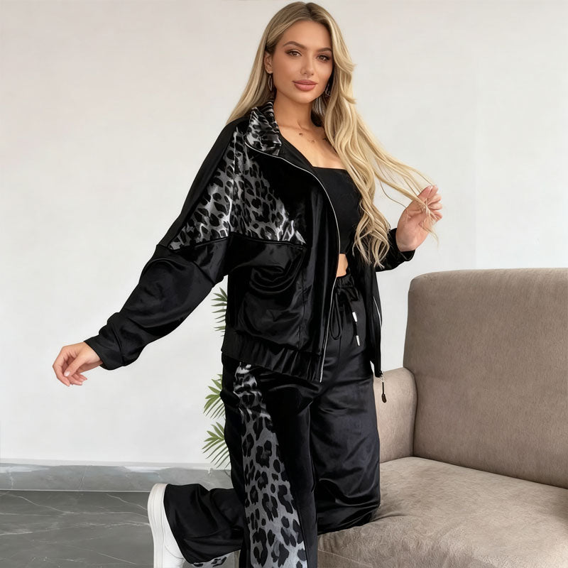 ✨ Leoparden-Homewear-Set mit Kontrastfarben