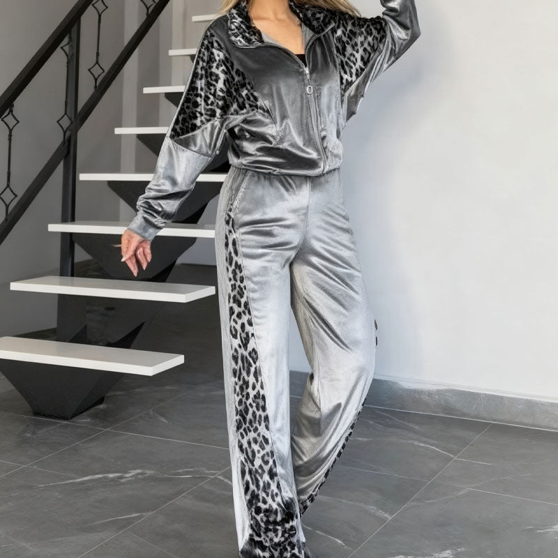 ✨ Leoparden-Homewear-Set mit Kontrastfarben