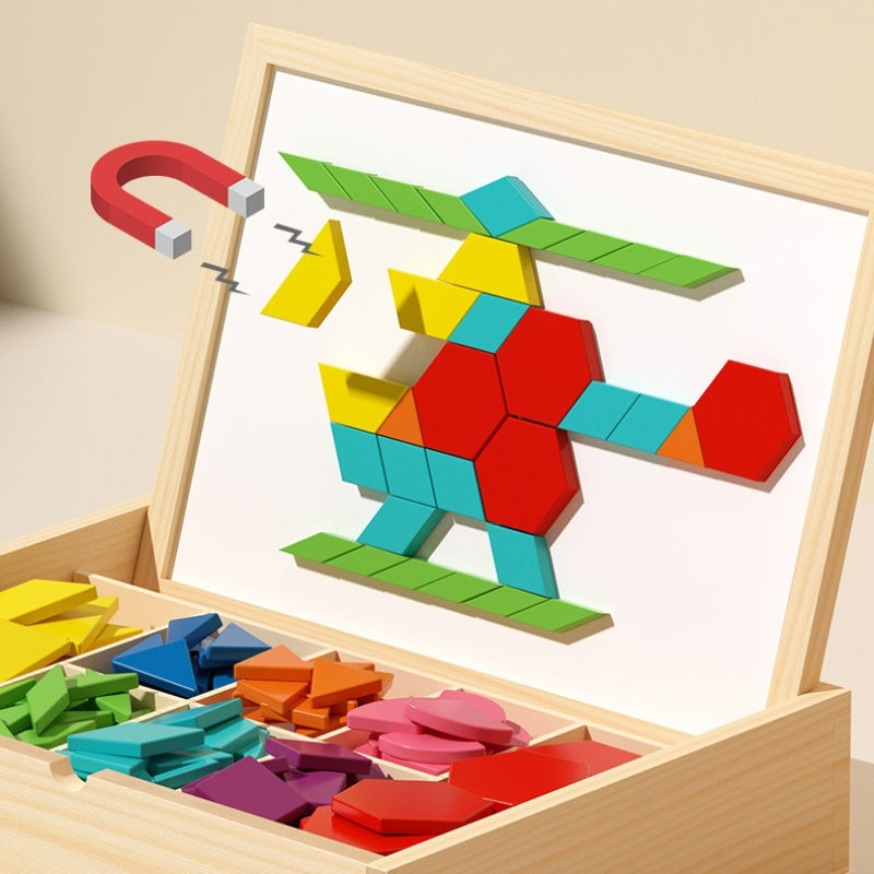 🎁Früher Weihnachtsverkauf 50 % RABATT🔥Magnetisches Holzpuzzle mit Musterblöcken🧩