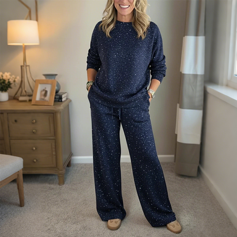 Damen-Glitzer-Zweiteiler: Pullover & Hose