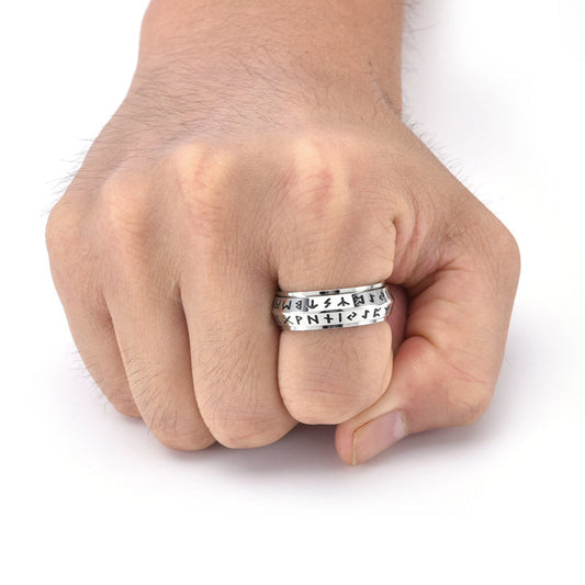 ✨🎅Weihnachtsangebote – Nur für kurze Zeit!⏰Titanium Steel Viking Rune Rotating Ring
